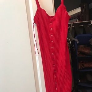 Fitted button red dress